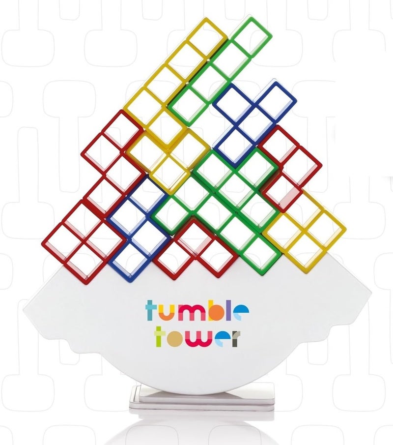 Goyal's Tetra Tower Game (4 Different Shapes) Stack Tower Blocks with Cards, Swing Stack Balance Building Block Interactive STEM Toy (Big Size) - Image 1