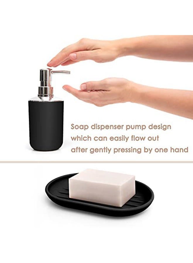 Moss & Stone 6 pcs Bathroom Accessories Set Includes Soap Dispenser, Toothbrush Holder, Toothbrush Cup, Soap Dish, A Complete Decor Black Set - Image 3