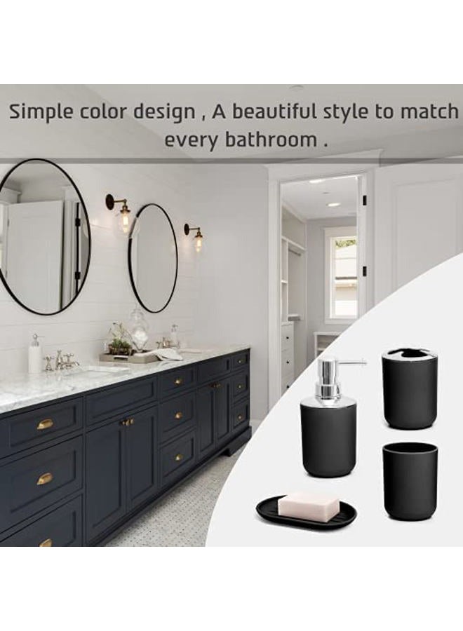 Moss & Stone 6 pcs Bathroom Accessories Set Includes Soap Dispenser, Toothbrush Holder, Toothbrush Cup, Soap Dish, A Complete Decor Black Set - Image 5