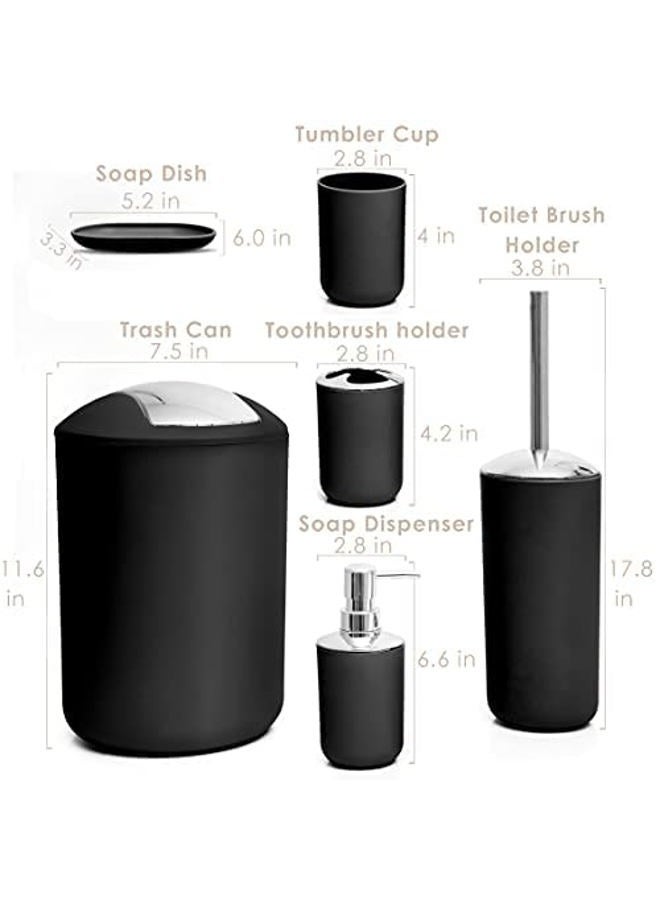 Moss & Stone 6 pcs Bathroom Accessories Set Includes Soap Dispenser, Toothbrush Holder, Toothbrush Cup, Soap Dish, A Complete Decor Black Set - Image 4