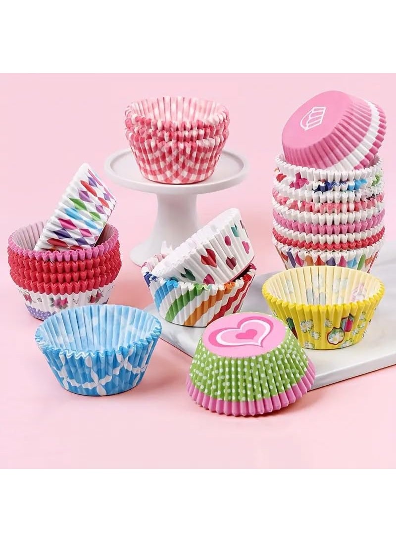 AUTOWRAP Paper Muffin Moulds Muffin Cases Cupcake Cases Rainbow Baking Paper Dessert Party Birthday Wedding  - Image 1