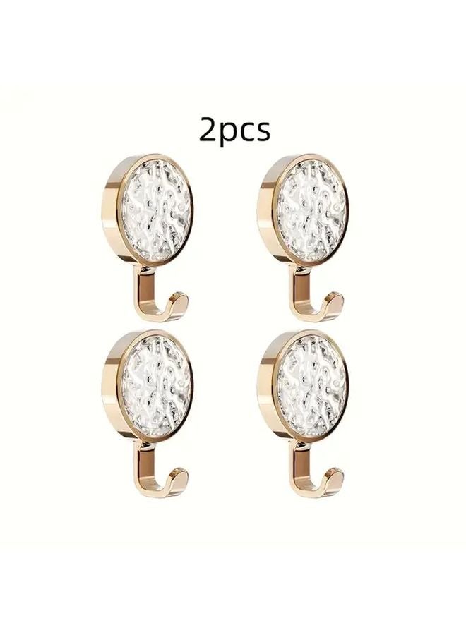 خطافان حائط لاصقان باللون الذهبي للتركيب بدون حفر لباب الحمام - Image 1