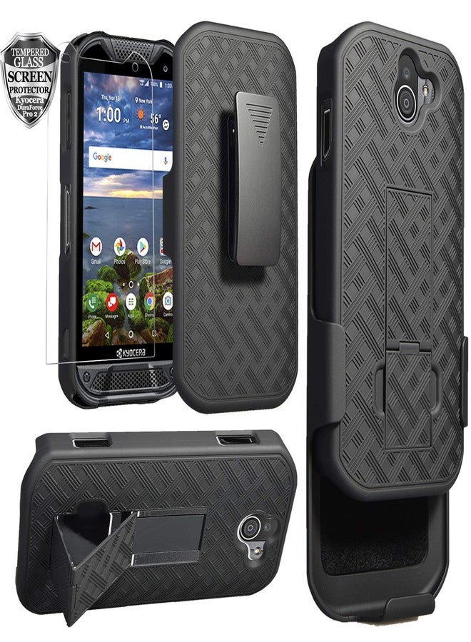 Ailiber Kyocera DuraForce Pro 2 Case, E6910 Holster with Screen Protector, Swivel Belt Clip, Kickstand Holder, Shock Proof Pouch Slim Shell Slide Cover for Verizon Kyocera Dura Force Pro2 - Black - Image 1