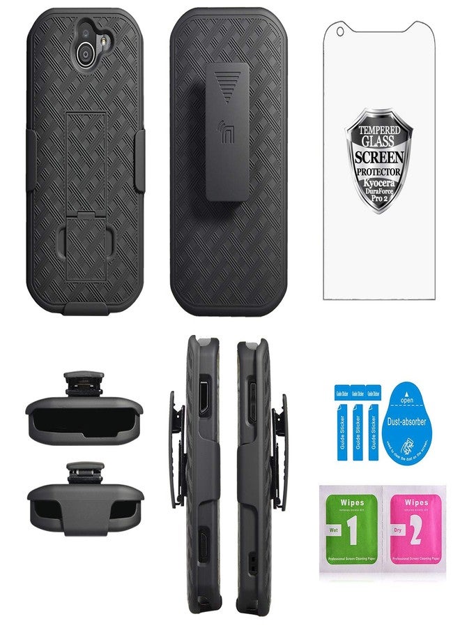 Ailiber Kyocera DuraForce Pro 2 Case, E6910 Holster with Screen Protector, Swivel Belt Clip, Kickstand Holder, Shock Proof Pouch Slim Shell Slide Cover for Verizon Kyocera Dura Force Pro2 - Black - Image 2