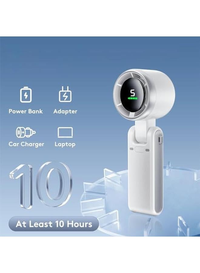 Excefore مروحة صغيرة محمولة باليد مع مروحة توربو قابلة للطي بسرعة 50000 دورة في الدقيقة وبطارية قابلة لإعادة الشحن من النوع C بقوة 3600 مللي أمبير في الساعة و5 سرعات وشاشة رقمية مثالية للسفر والأنشطة الخارجية للرجال والنساء - Image 3