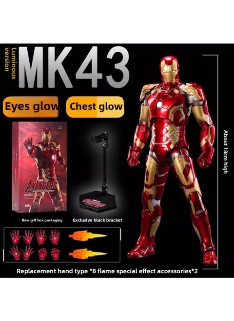 Zhongdong Iron Man Hand-made MK85 Marvel 3 Avengers 2 Mark 50 Luminous Action Figure Model Toy-Color:Iron Man Mk43 Luminous Version 1907-43