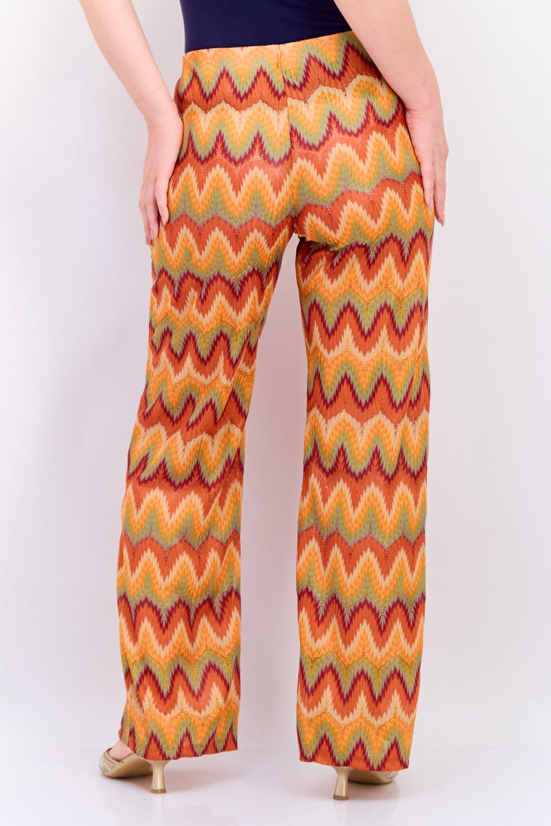 KOTON Women Regular Fit Allover Print Wide Leg Pants, Multicolor - Image 2