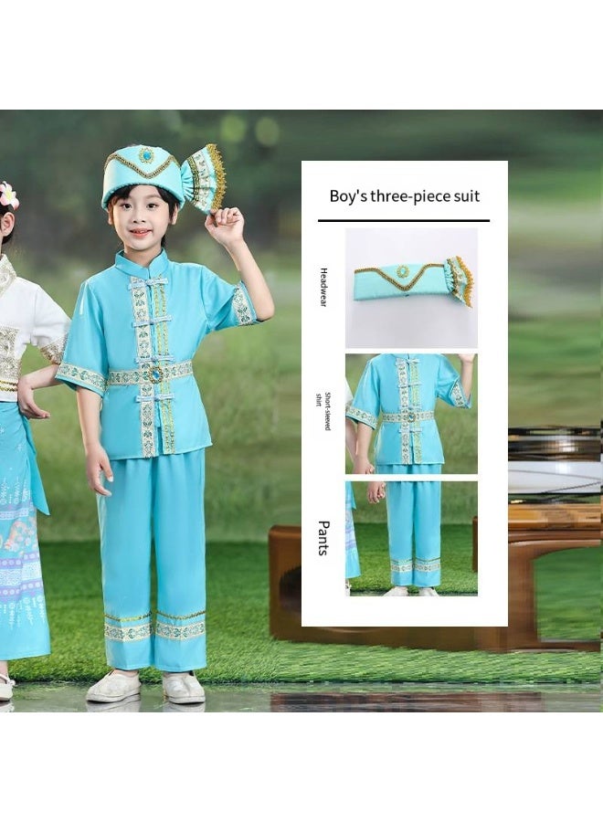 general Chinese Boy Top Skirt Dress Clothing headwear Outfit 3 pcs SET - Image 1