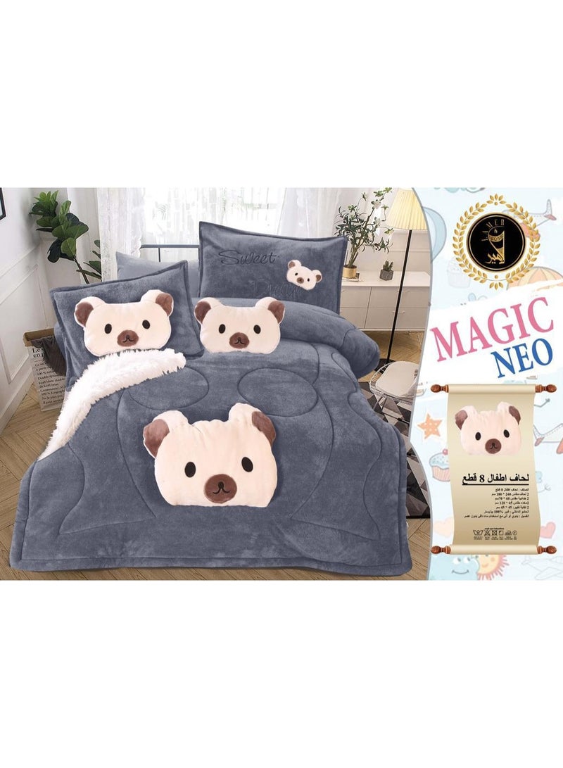 Velvet fiber duvet set, 8 pieces, size 180*240