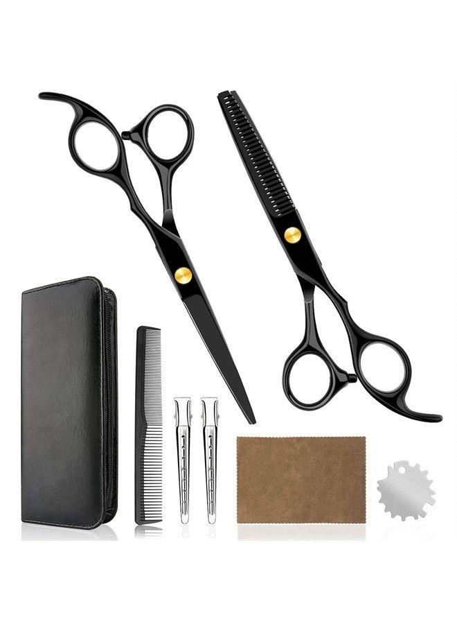 Himart Professional Home Hair Cutting Kit - Quality Home Haircutting Scissors Barber/Salon/Home Thinning Shears Kit with Comb and Case for Men and Women (Black #2) - Image 1