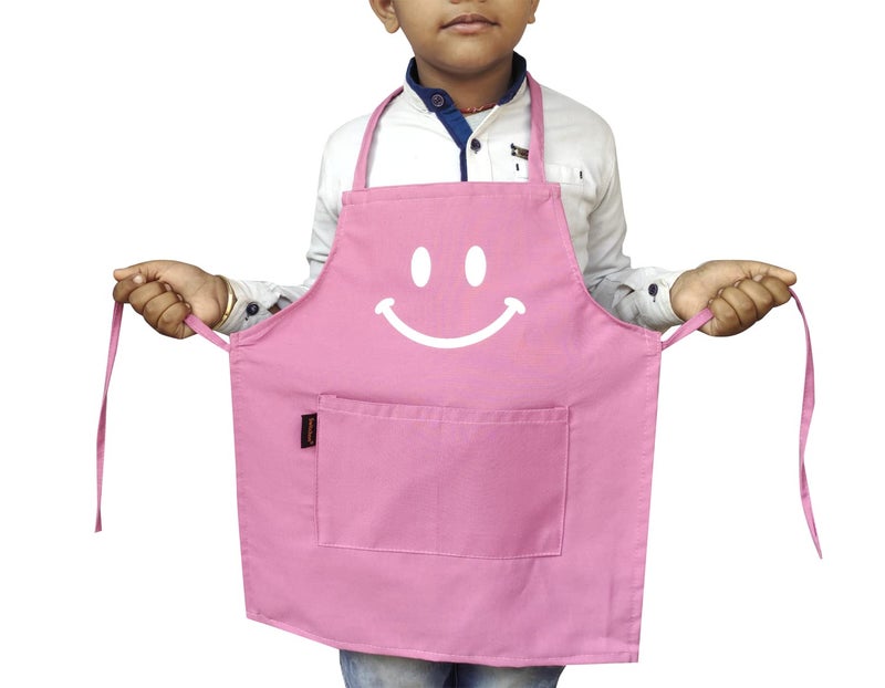Switchon Polyester Waterproof Adjustable Kids Multi purpose Cooking Apron with a chef cap School Apron - Proudly made in india (Pink, 6Yrs to 11 Yrs) - Image 2