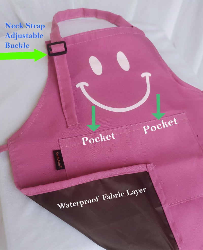 Switchon Polyester Waterproof Adjustable Kids Multi purpose Cooking Apron with a chef cap School Apron - Proudly made in india (Pink, 6Yrs to 11 Yrs) - Image 5