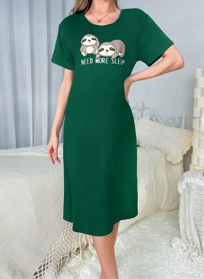 Mesery Mesery Sleepshirt Cotton Half Sleeves Printed  - Image 1
