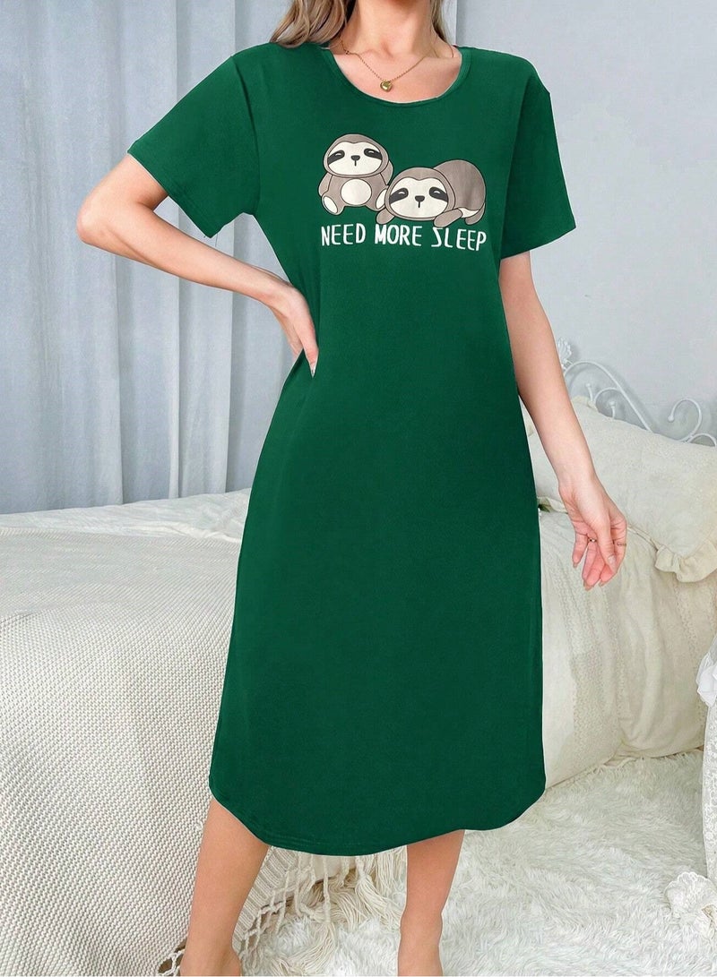 Mesery Mesery Sleepshirt Cotton Half Sleeves Printed  - Image 3