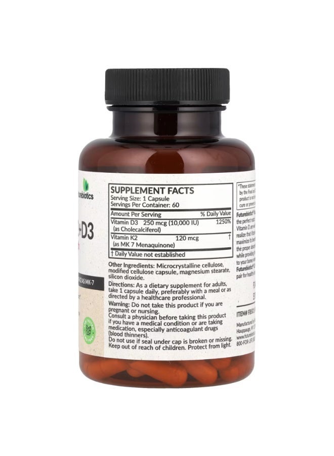 فيوتشر بايوتكس فيوتشربيوتكس، فيتامين K2 + D3، قوة إضافية، 60 كبسولة - Image 2