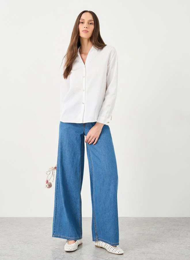 Styli Styli Solid Buttoned Long Sleeve Shirt