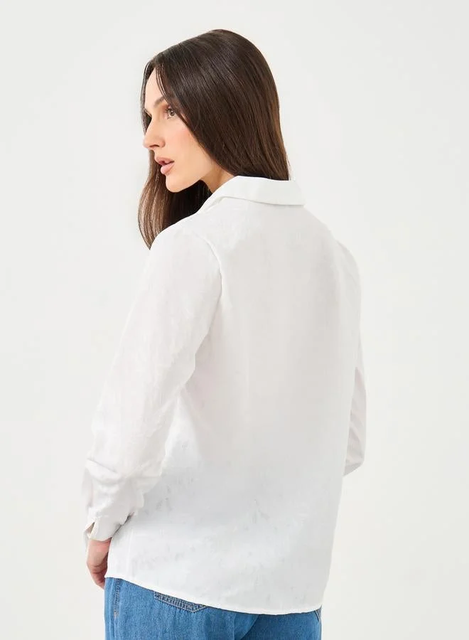 ستايلي قميص بأزرار بأكمام طويلة سادة