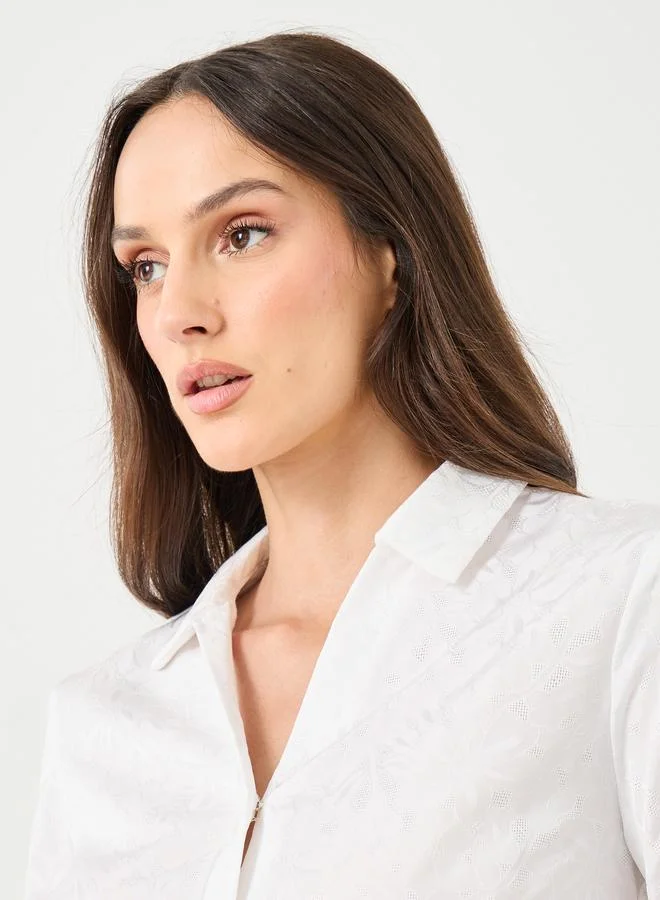 ستايلي قميص بأزرار بأكمام طويلة سادة