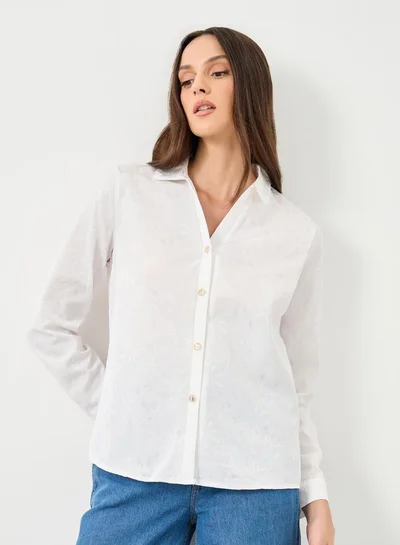 ستايلي قميص بأزرار بأكمام طويلة سادة