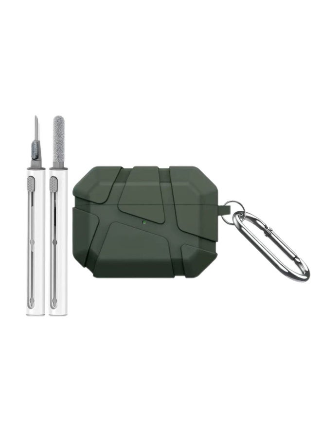 دكينج متوافق مع غطاء حماية سماعات AirPods Pro 3، يأتي مع مجموعة قلم تنظيف، حقيبة سماعات ناعمة، مقاوم للصدمات وغير قابل للانزلاق، حماية شاملة، يتضمن مجموعة قلم تنظيف (أخضر) - Image 1