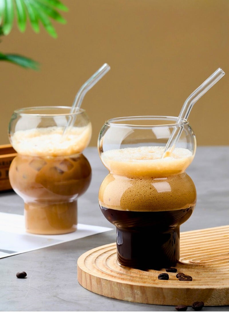 1Chase Set of 4 - 500ML Borosilicate Calabash Shaped asthetic trending Glass . Heat-Resistant, Lightweight & Stylish Drinkware for Home & Restaurants - Image 3