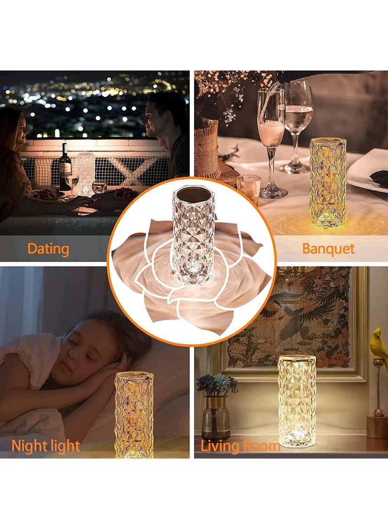مصباح طاولة من الكريستال، مصباح طاولة من الكريستال، مصباح موجة الورد، مصباح وردي للتحكم عن بعد واللمس، إضاءة ليلية متغيرة الألوان RGB، قابل للتعتيم، إضاءة محيطة قابلة لإعادة الشحن عبر USB، إضاءة محيطة للديكور للعشاء/الحانات/غرفة الألعاب/غرفة المعيشة/غرفة النوم - Image 3
