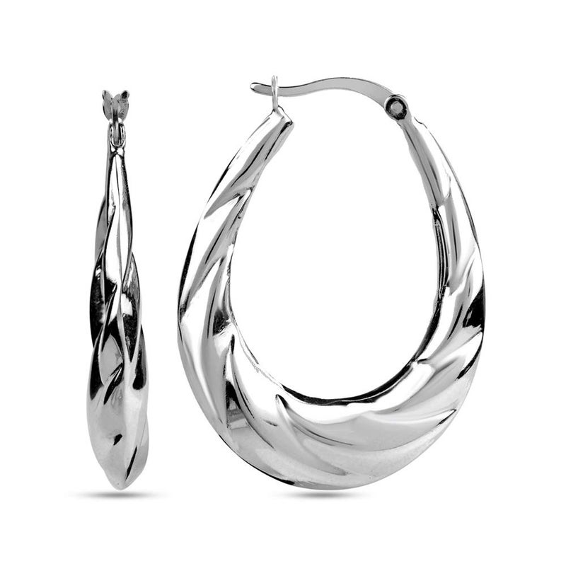 LeCalla 925 Sterling Silver Hoop Earrings High Polish Shrimp Classic Oval Hoops Earring for Women - 38MM - Image 1