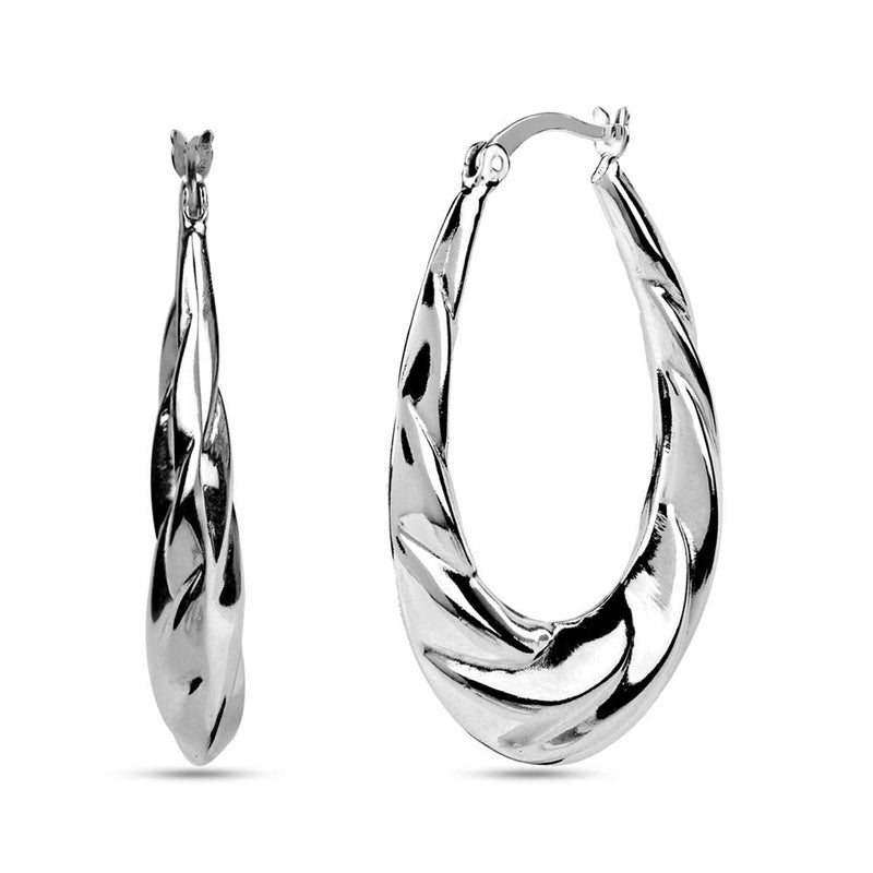 LeCalla 925 Sterling Silver Hoop Earrings High Polish Shrimp Classic Oval Hoops Earring for Women - 38MM - Image 5