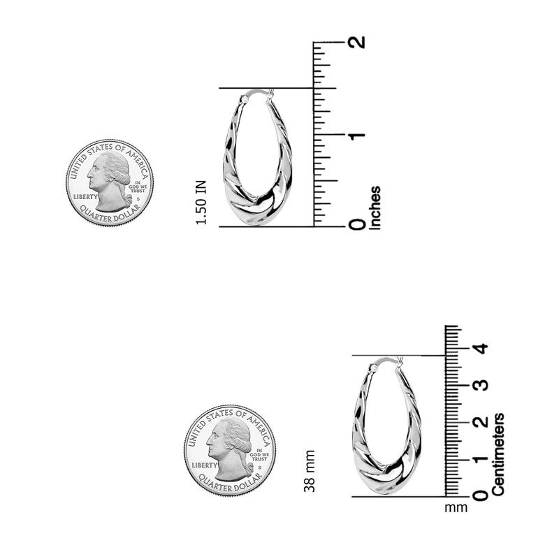 LeCalla 925 Sterling Silver Hoop Earrings High Polish Shrimp Classic Oval Hoops Earring for Women - 38MM - Image 4