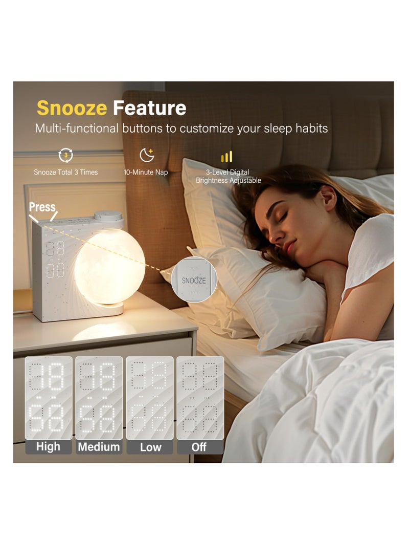 SYOSI Sunrise Alarm Clocks for Heavy Sleepers, Alarm Clocks for Bedrooms with Moon Light, 10 Light Effects, 30/60/90 Timer, 10 Sleep Nature Sounds, 15 Ringtones, 12 Volume Control with Snooze Function  - Image 3
