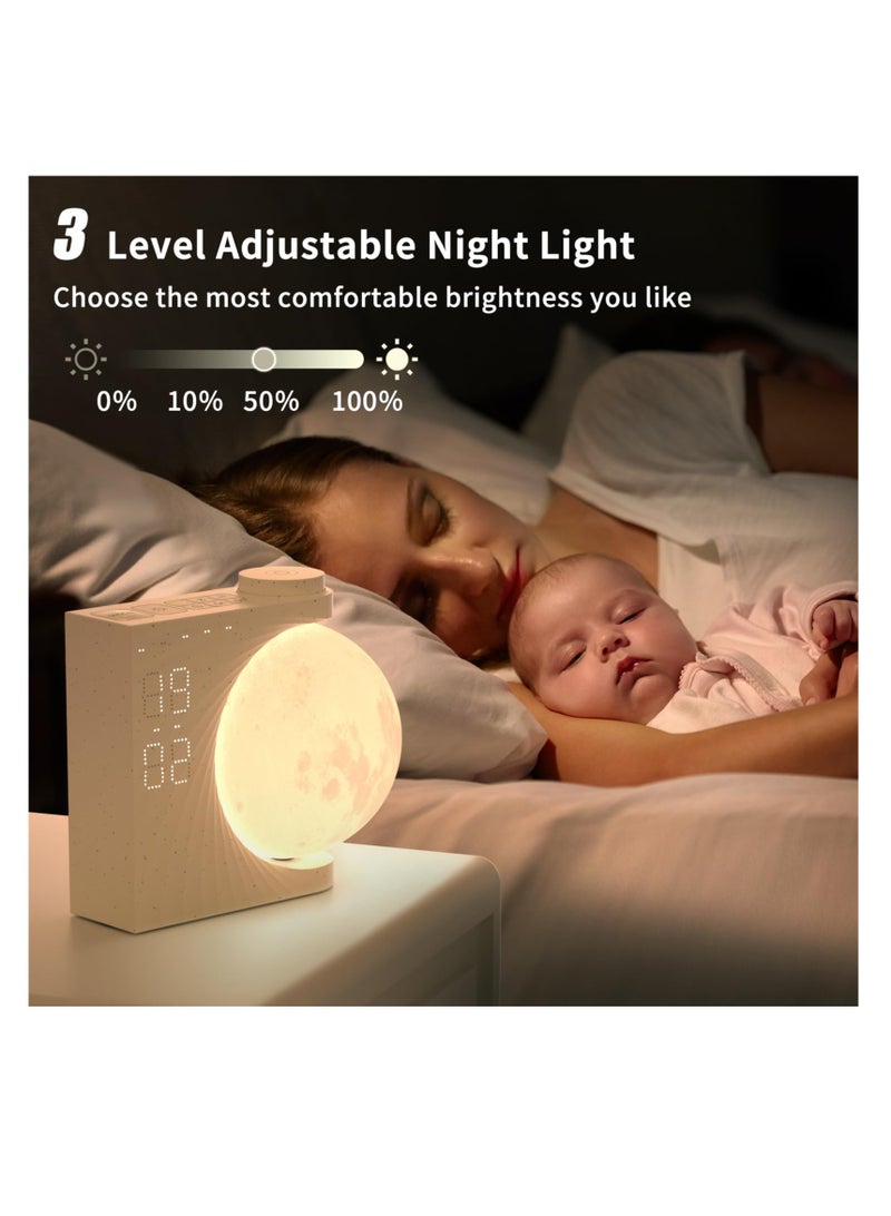 SYOSI Sunrise Alarm Clocks for Heavy Sleepers, Alarm Clocks for Bedrooms with Moon Light, 10 Light Effects, 30/60/90 Timer, 10 Sleep Nature Sounds, 15 Ringtones, 12 Volume Control with Snooze Function  - Image 4