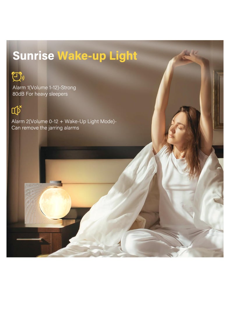 SYOSI Sunrise Alarm Clocks for Heavy Sleepers, Alarm Clocks for Bedrooms with Moon Light, 10 Light Effects, 30/60/90 Timer, 10 Sleep Nature Sounds, 15 Ringtones, 12 Volume Control with Snooze Function  - Image 5