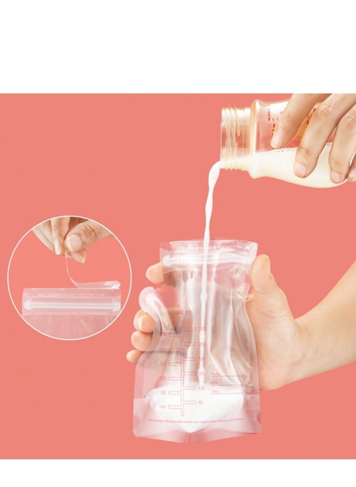 120 PCS Self Standing Breast milk Storage Bags, Food Grade Material.250ML,Milk Plastic Bag