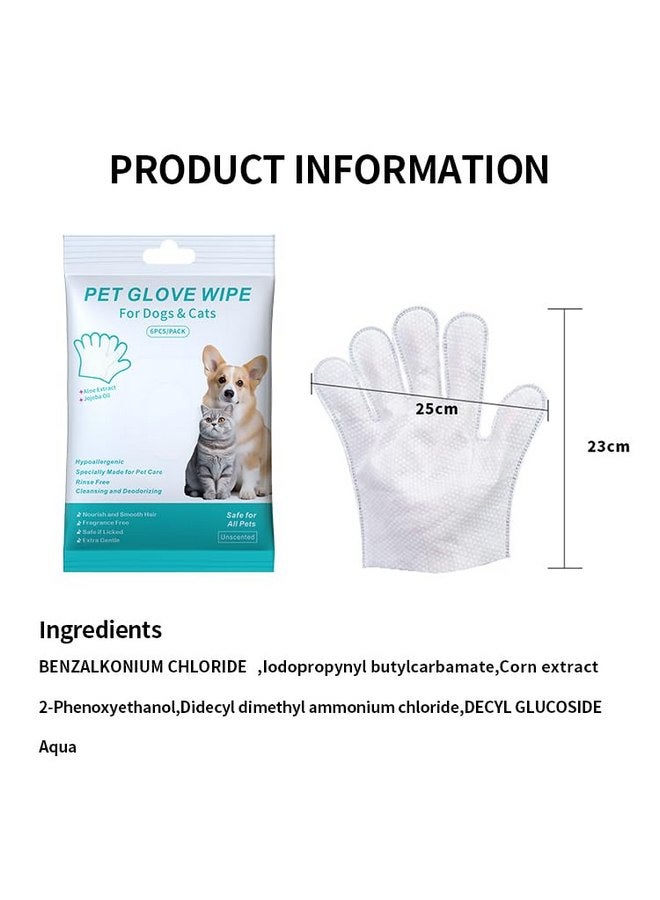 coldchill Pet Glove Wipe, Cleaning Glove for Dog and Cat, Fur Face, Ear, Eye, Paws Cleaning Wipes, Pet Wash Free Gloves, Cleaning Grooming Wipes for Daily Care and Traveling, No Rinse, Gentle, Thickened, 6PCS - Image 3