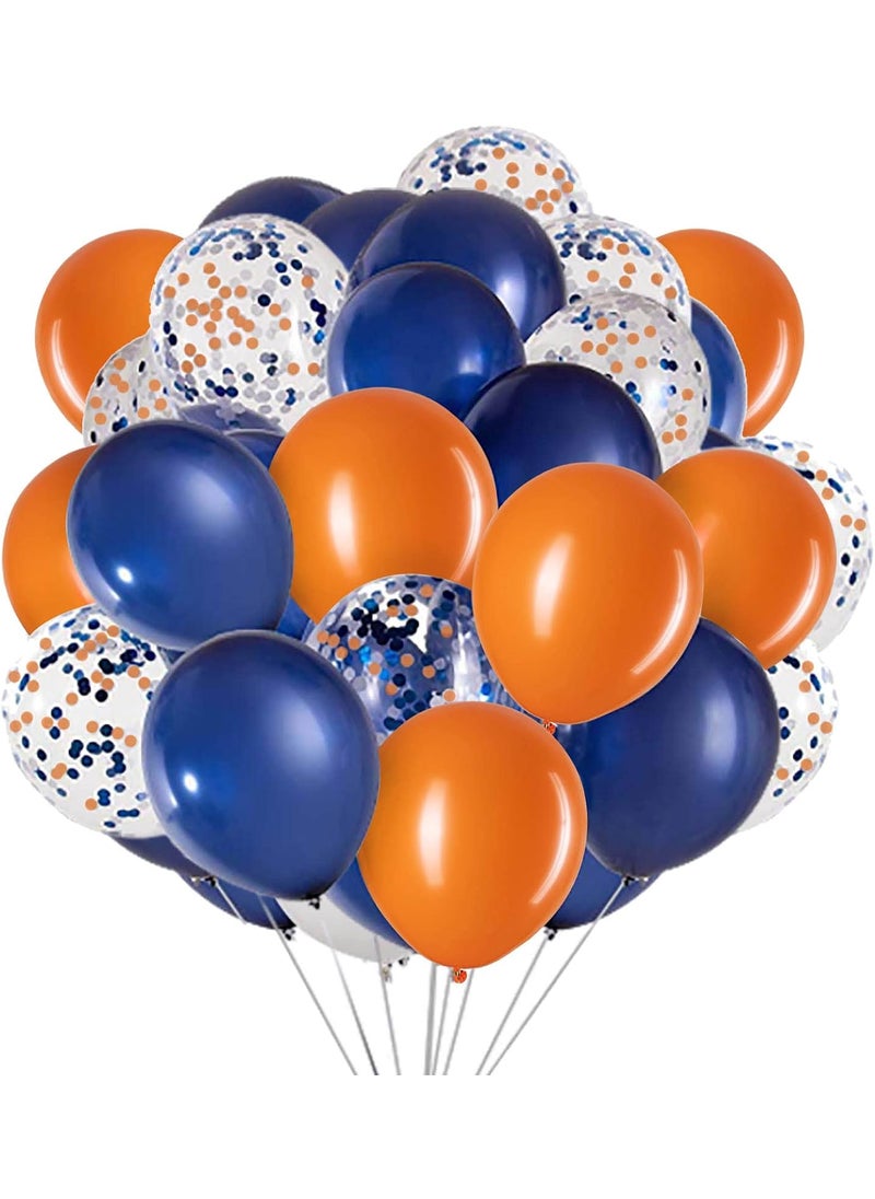ZOOYOO ZOOYOO 12 inch Navy Blue and Orange Confetti Latex Balloons for Party Decoration 50 Pcs  - Image 1