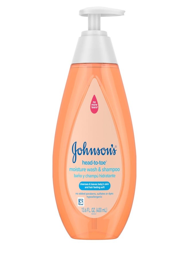 Johnson's Baby Head-To-Toe Wash & Shampoo, Tear-Free, Moisturizing Body Wash, Newborn Essentials, Baby Wash and Shampoo, No added Parabens, Sulfates and Dyes, 13.6 fl. oz