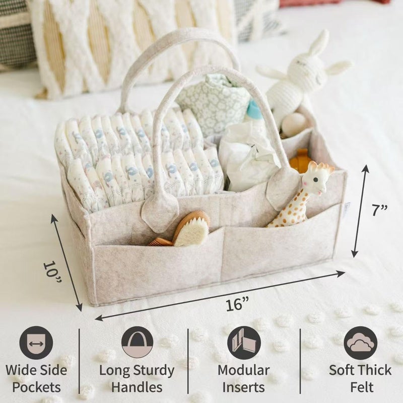 PUTSKA Baby Diaper Caddy Organizer - Nursery Storage Basket for Diaper Station, Baby Basket Shower Gifts List and Registry Must-Haves, Newborn Essentials, Nursery Decor for Boy or Girl-DarkMocha,XL - Image 2
