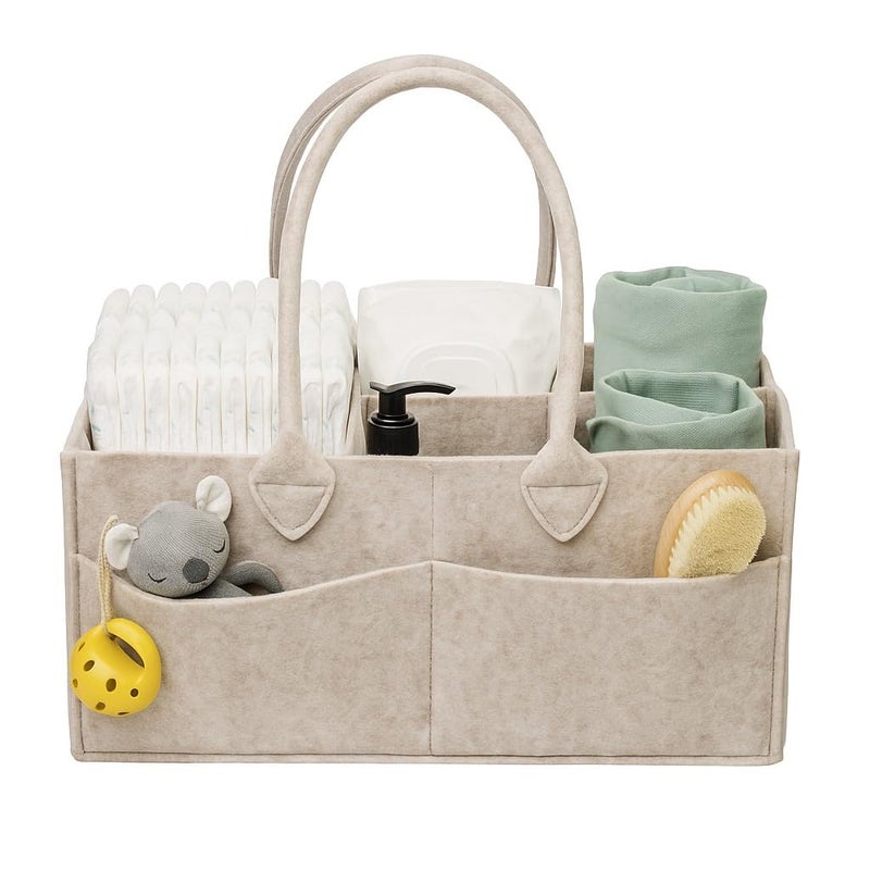 PUTSKA Baby Diaper Caddy Organizer - Nursery Storage Basket for Diaper Station, Baby Basket Shower Gifts List and Registry Must-Haves, Newborn Essentials, Nursery Decor for Boy or Girl-DarkMocha,XL - Image 1