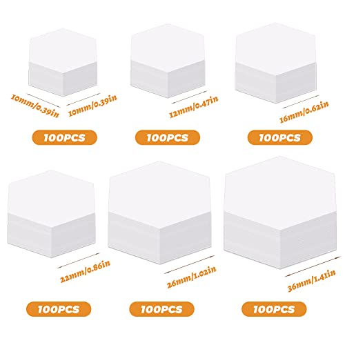 TLKKUE 600 Pieces Papers Piecing Hexagon Paper Piecing Template 6 Sizes White Quilting Template Hexagon Shape for Quilting, Sewing, Craft Ideas DIY - Image 2