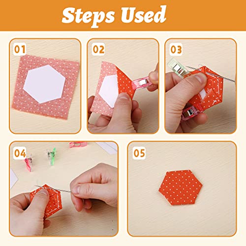TLKKUE 600 Pieces Papers Piecing Hexagon Paper Piecing Template 6 Sizes White Quilting Template Hexagon Shape for Quilting, Sewing, Craft Ideas DIY - Image 5