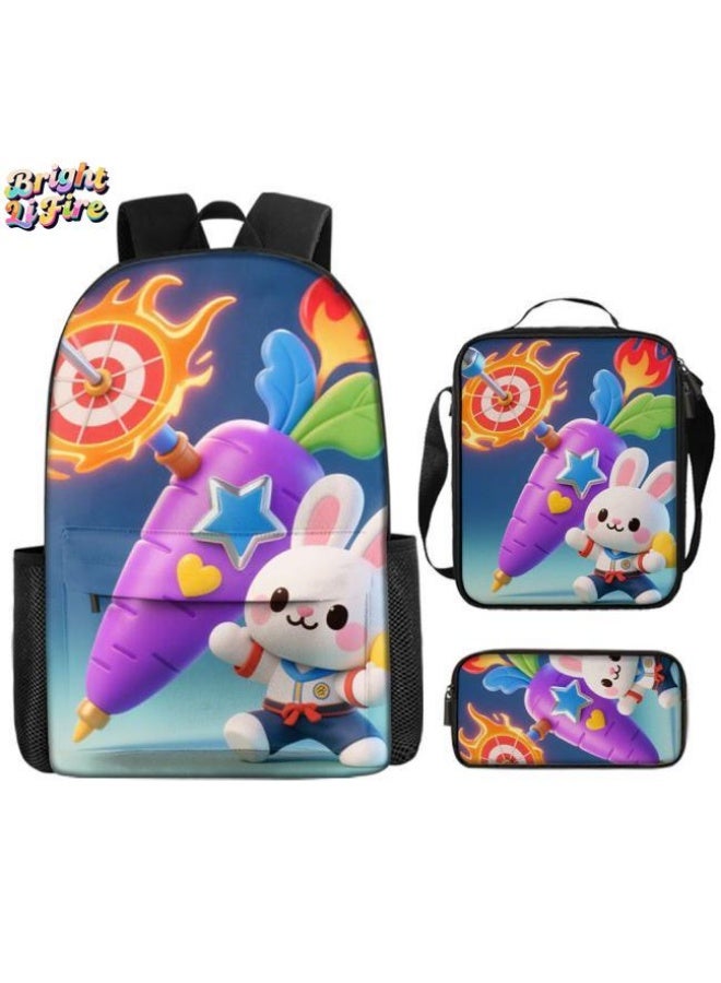 Bright Li Fire Fashion is unlimited! Cartoon bag three-piece set, suitable for a variety of scenes for students and teenagers (available for students, children, friends on outings, mountain climbing, schooling, etc.) - 70 - Image 1