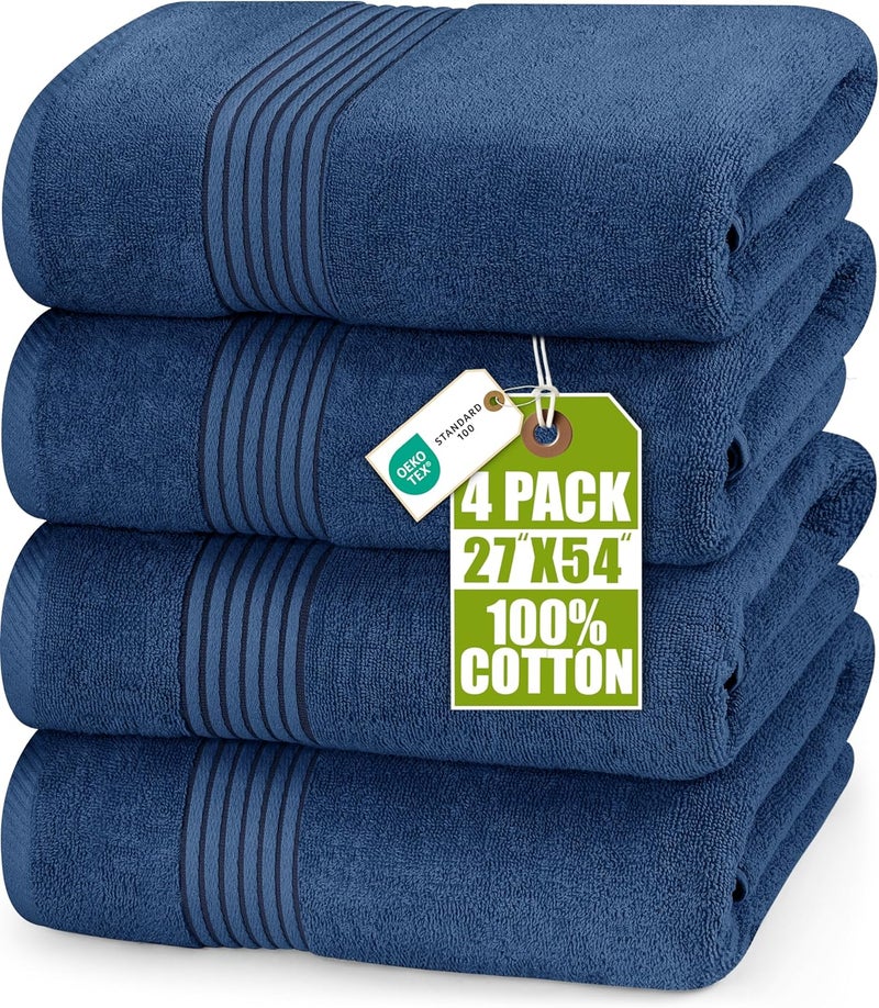 Utopia Towels 4 Pack Bath Towels Set, (27 x 54 Inches) 100% Ring Spun Cotton, Quick Dry, Highly Absorbent, Soft Feel Towels, Perfect for Daily Use (Navy) - Image 1