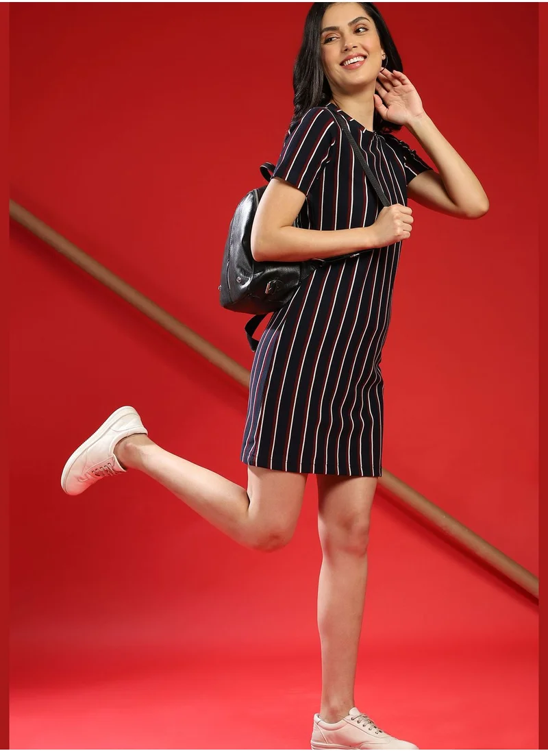 Campus Sutra Striped Mini Dress