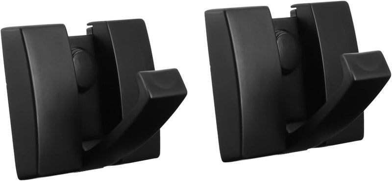 VOSAREA 2pcs Folding Wall Hooks Modern Aluminum Multifunctional Coat Hangers Black Easy to Install for Bathroom and Bedroom - Image 1