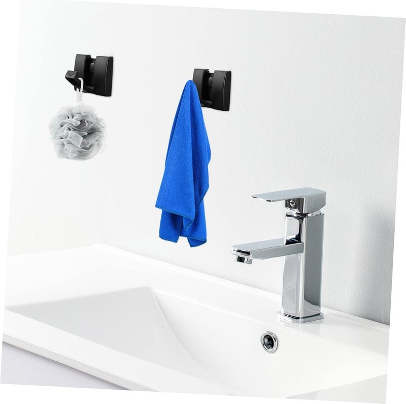 VOSAREA 2pcs Folding Wall Hooks Modern Aluminum Multifunctional Coat Hangers Black Easy to Install for Bathroom and Bedroom - Image 5