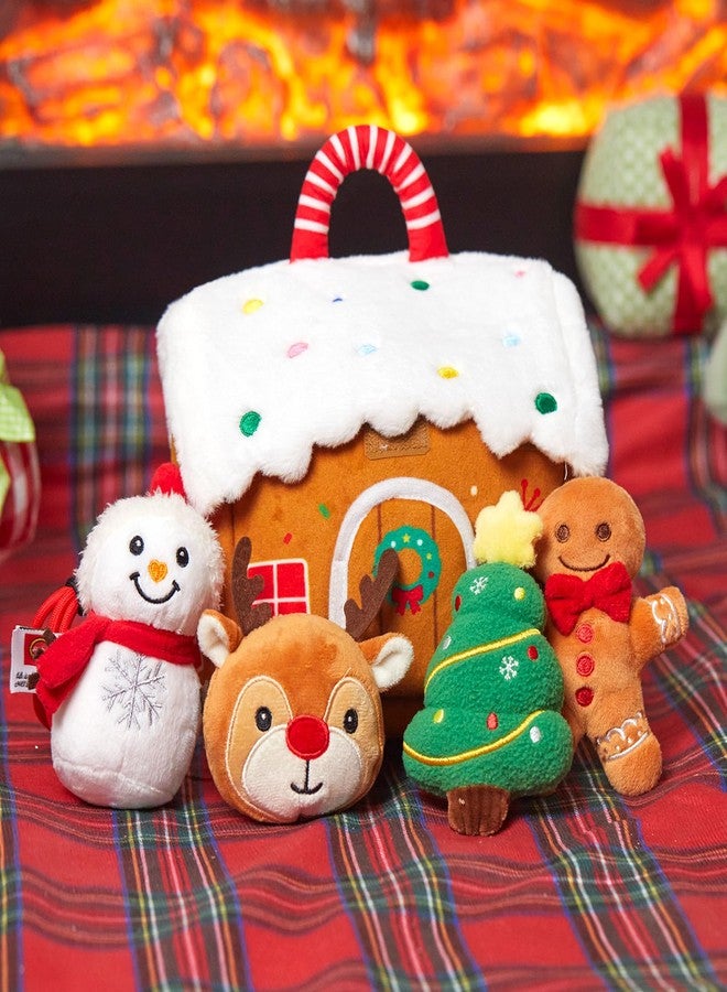 Glow Guards Baby First Christmas Plush Playset, Gingerbread House 5-Piece Stuffed Toy Set with Gingerbread Man, Reindeer, Christmas Tree, Snowman, Interactive for Babies Boys Girls, 7" - Image 5