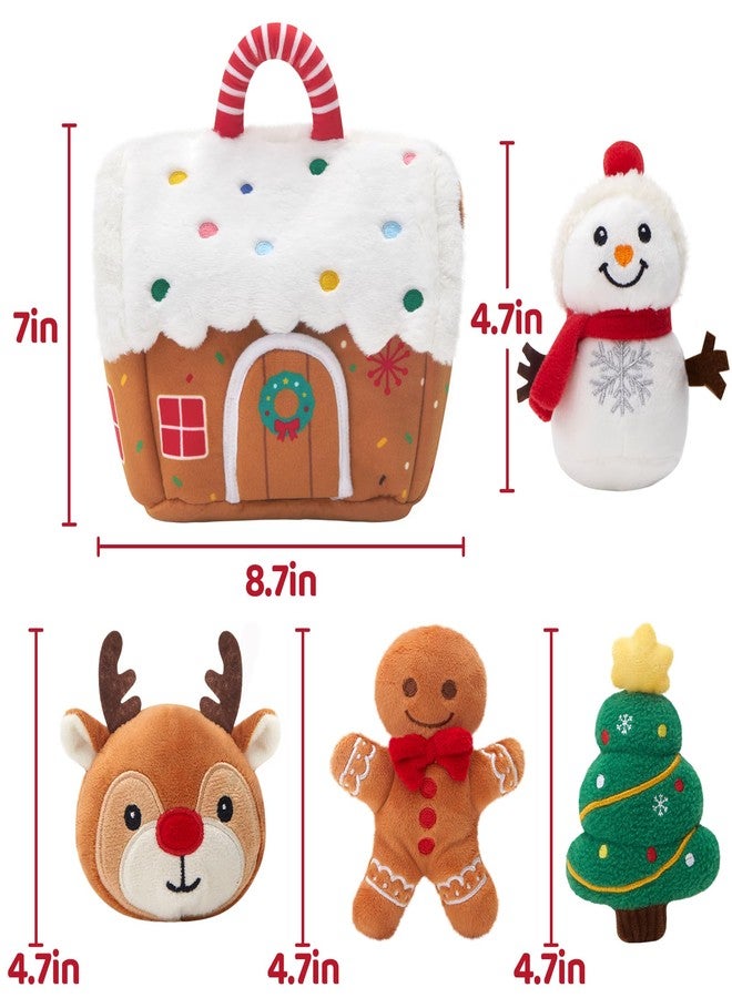 Glow Guards Baby First Christmas Plush Playset, Gingerbread House 5-Piece Stuffed Toy Set with Gingerbread Man, Reindeer, Christmas Tree, Snowman, Interactive for Babies Boys Girls, 7" - Image 2
