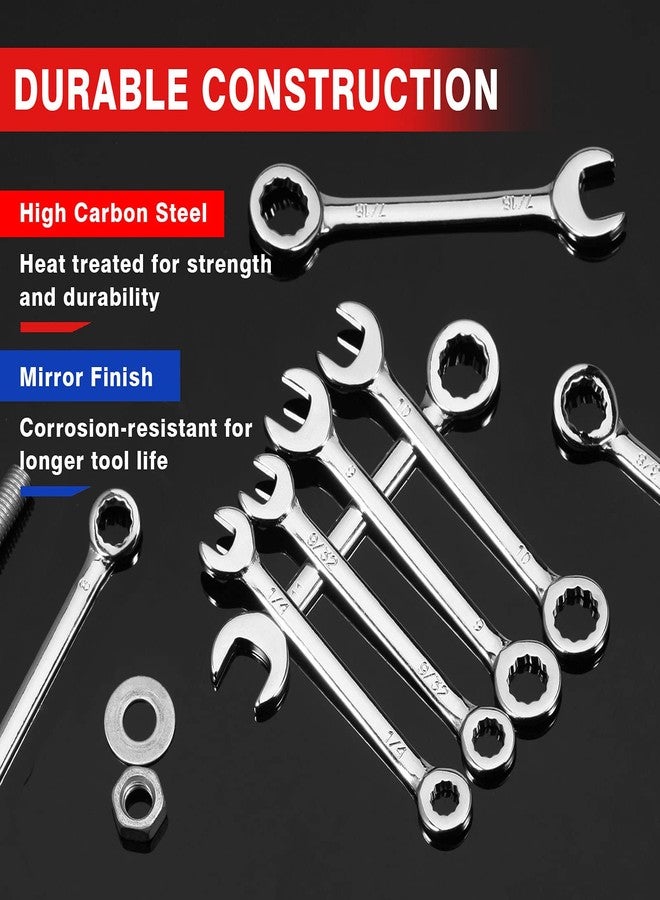 SPEEDWOX Mini Wrench Set Metric SAE Ignition Wrench Sets Open and Box End Wrench Set Small Wrench Set Combination Wrench Sets with Storage Pouches and Key Chains, 4mm-11mm & 5/32"-7/16" - Image 4
