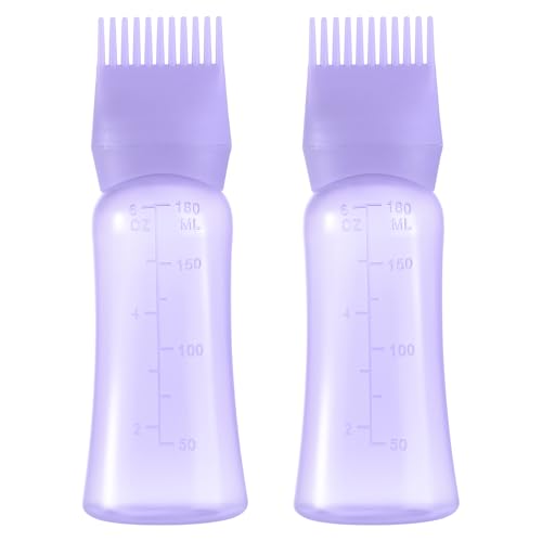 Dymoece D Dymoece Root Comb Applicator Bottle 6 Ounce Hair Oil Applicator for Hair Dye Hair Oiler Comb Bottle with Graduated Scale - Image 1