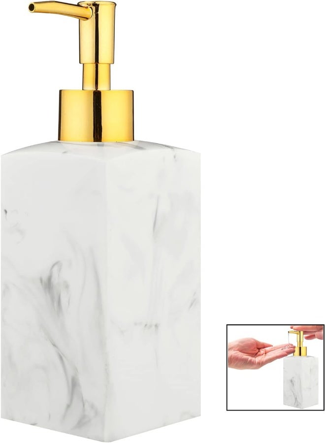 AKDC Hand Soap Dispenser, 250Ml Luxury Resin Black White Soap Dispenser Bottle, Liquid Lotion Soap Dispenser Soap Pump For Home Bathroom Countertop (White)  - Image 1